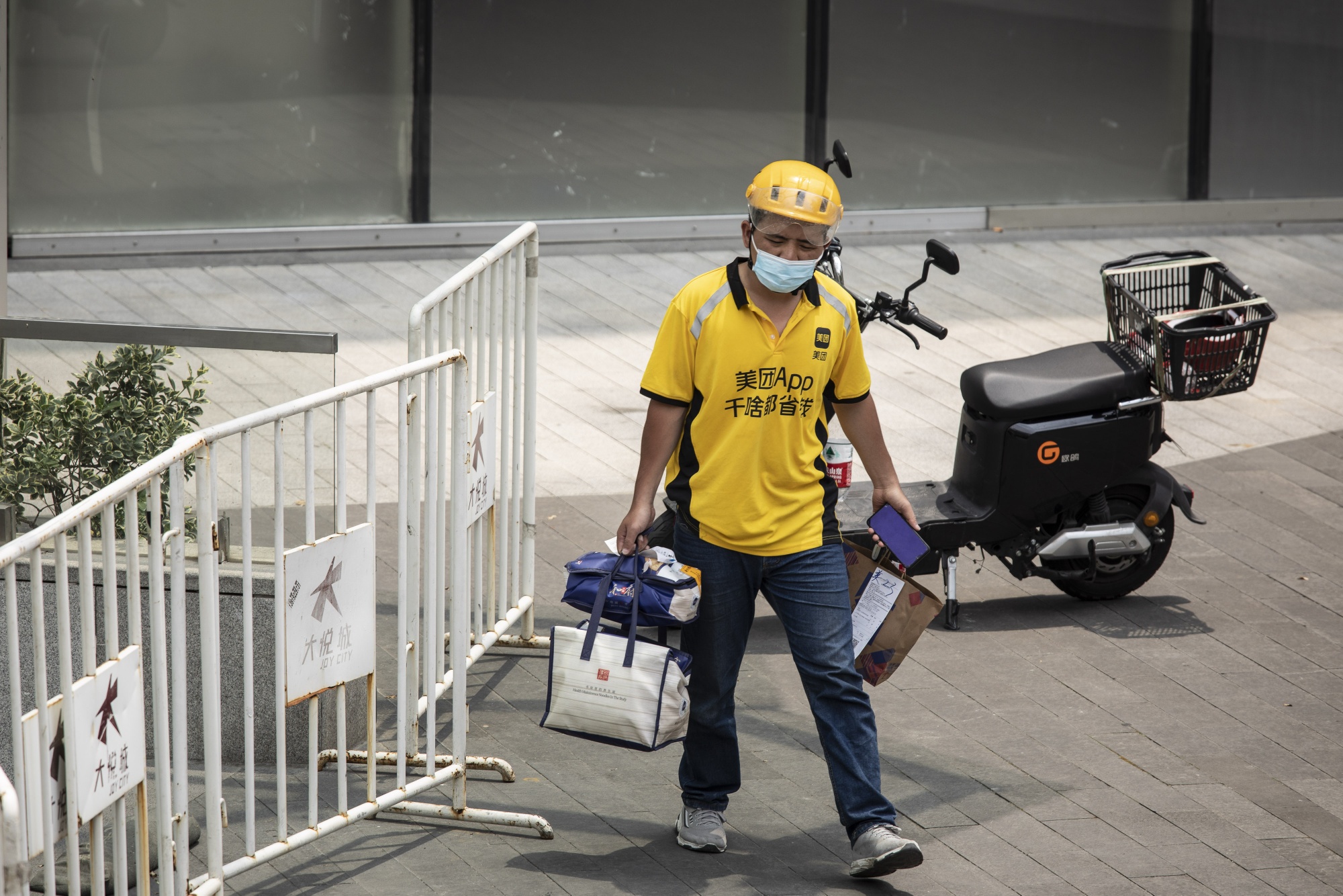 A delivery worker for Meituan in China.