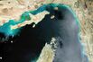 Satellite view of Strait of Hormuz