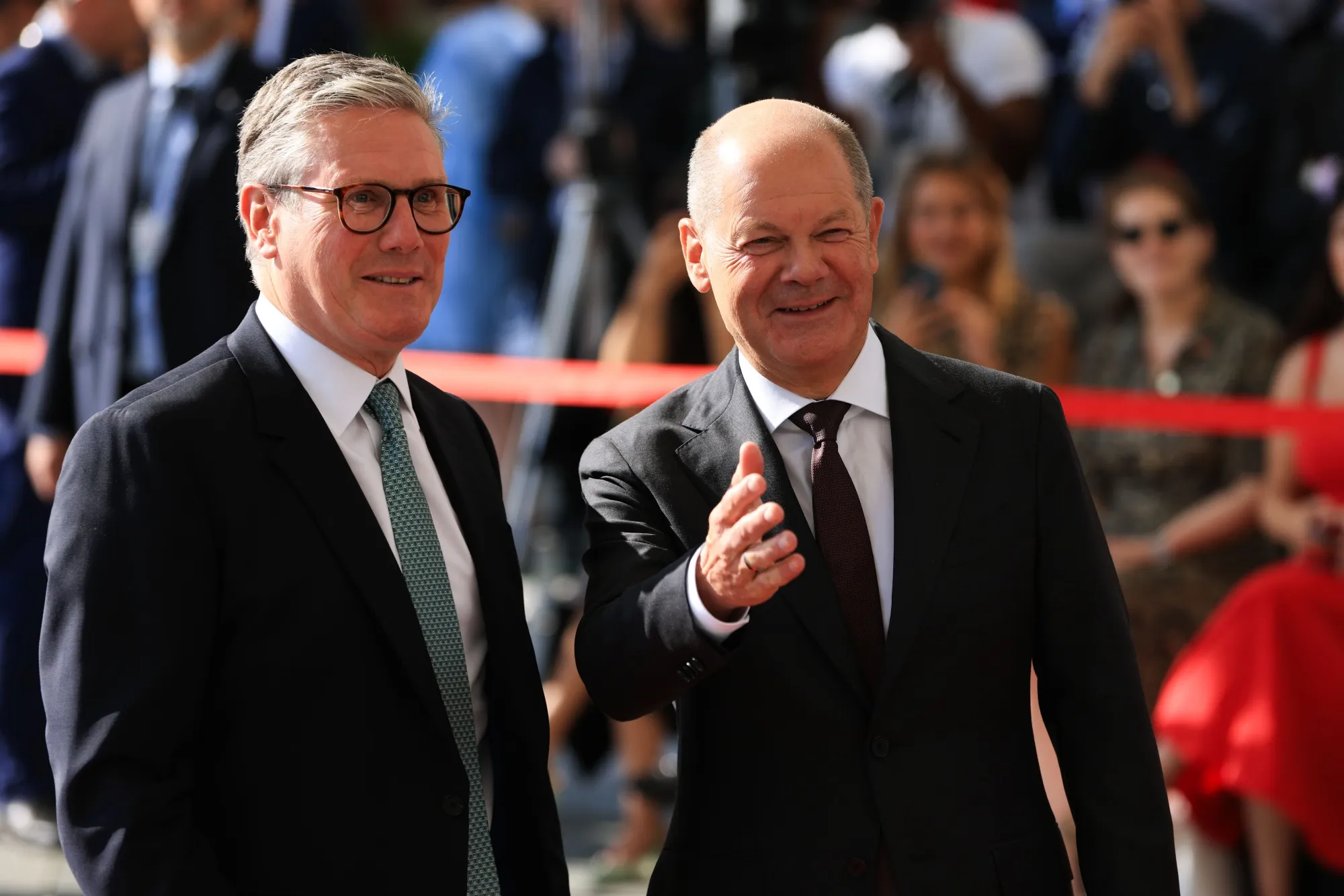 Keir Starmer, left, and Olaf Scholz, in Berlin, on Aug. 28.