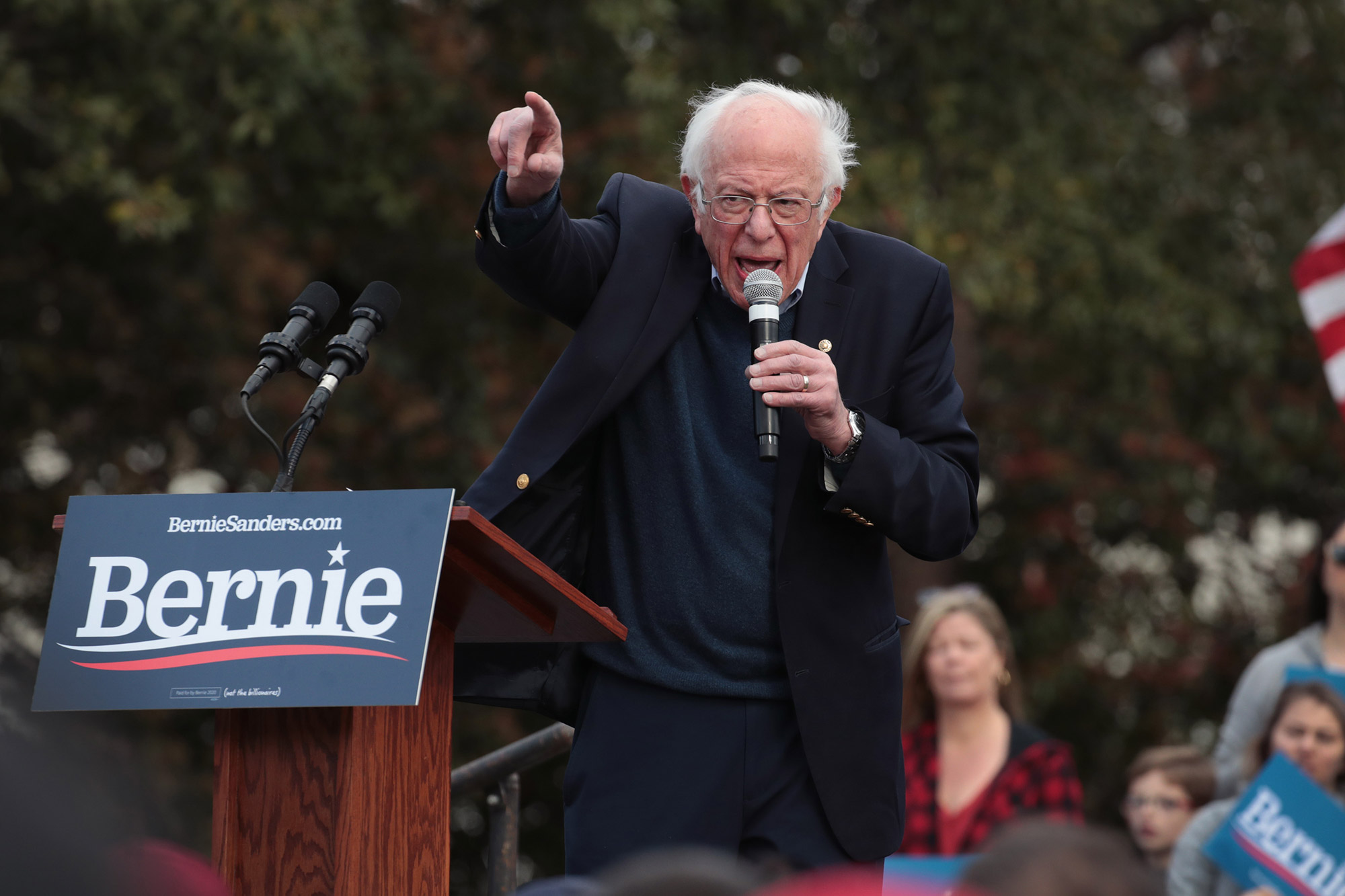 Bernie Sanders speaks to guests during a campaign rally in Columbia, South Carolina, Feb. 28.