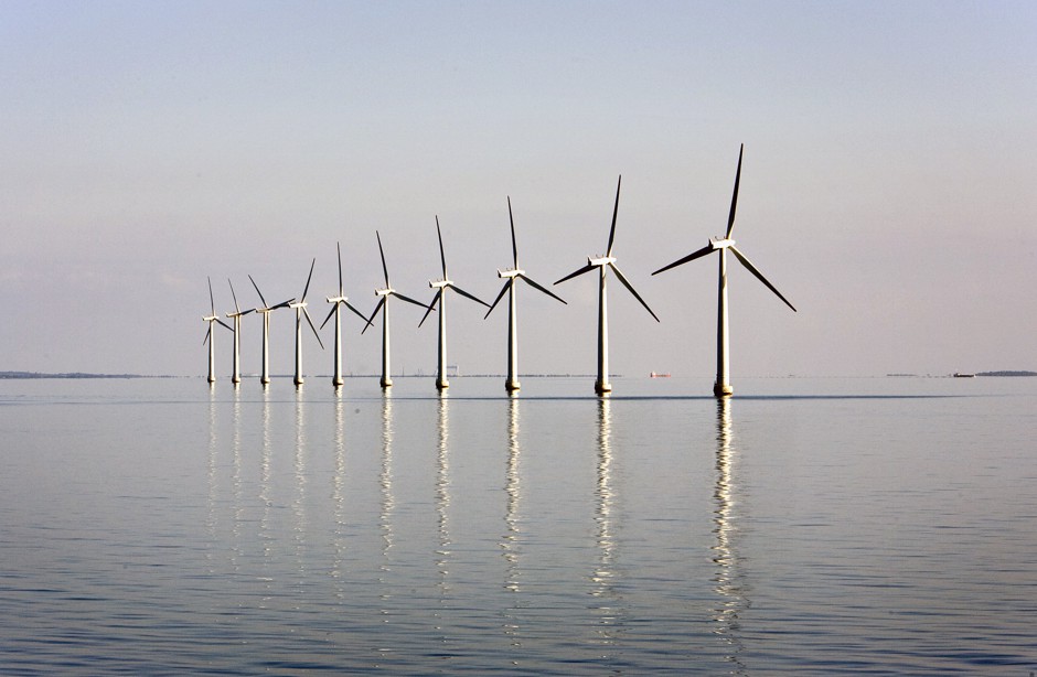 Good, but not good enough: a wind turbine array near the Danish island of Samsø.