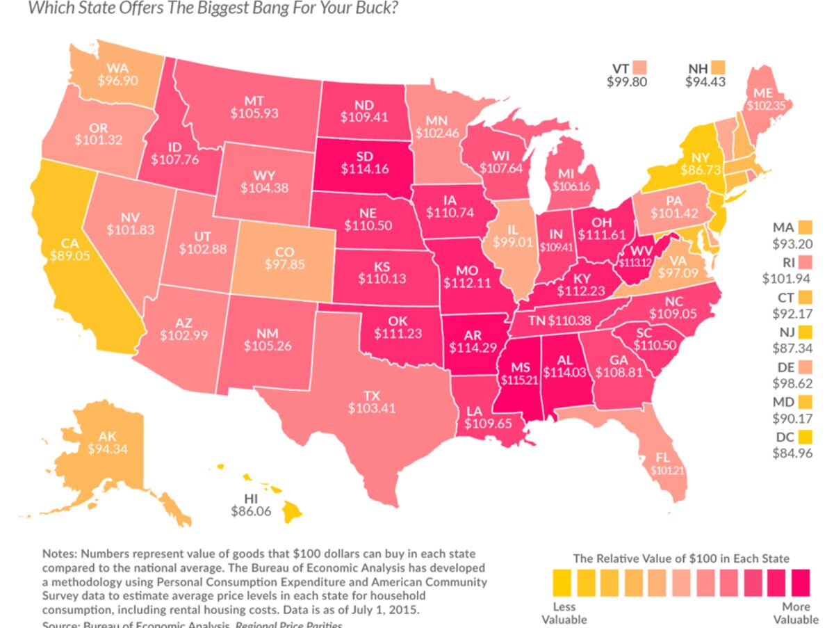 What $100 Is Worth in Cities Across the U.S. - Bloomberg