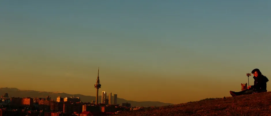 A smoggy sunset over Madrid.