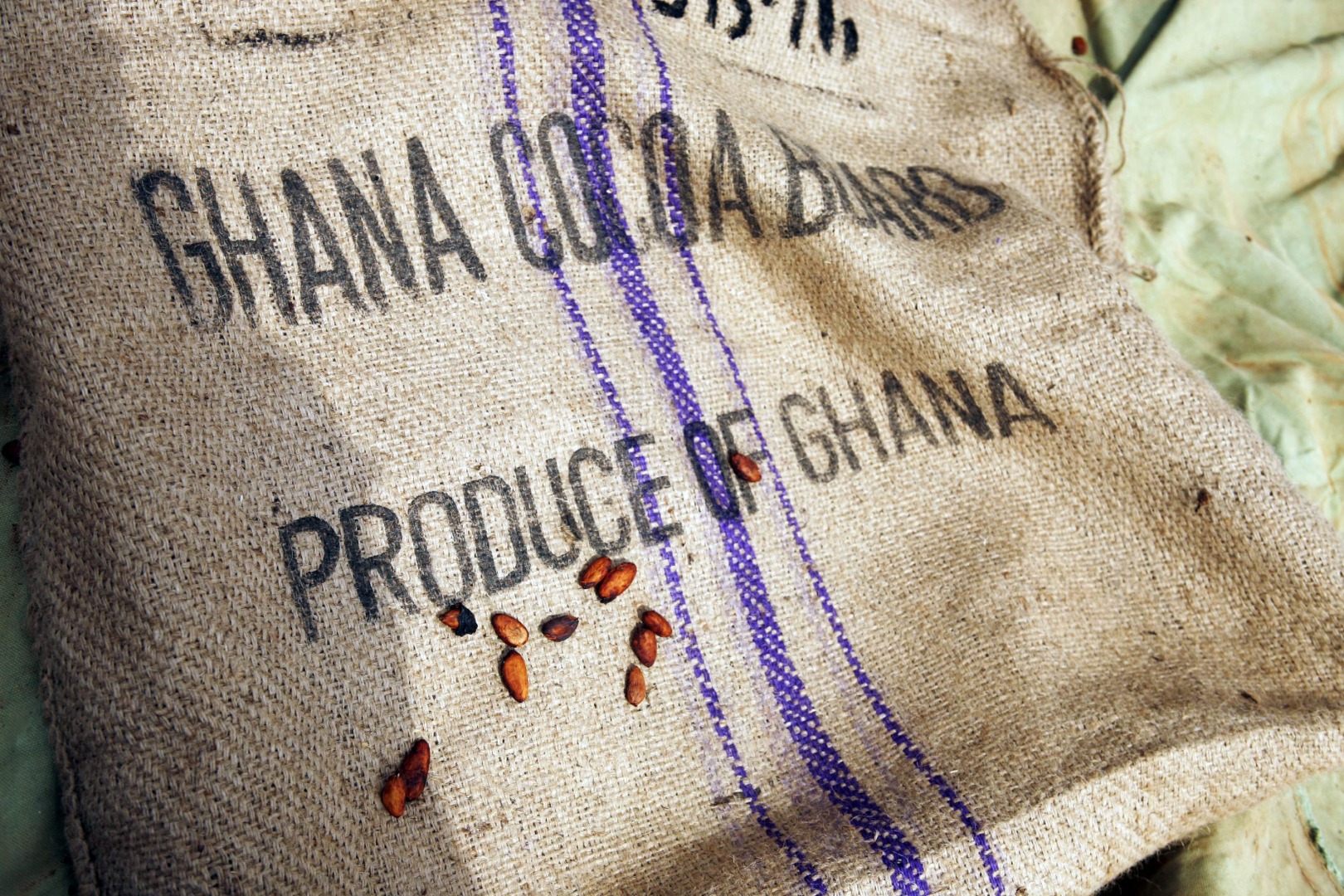 Dried cocoa beans outside of Kumasi, Ghana.