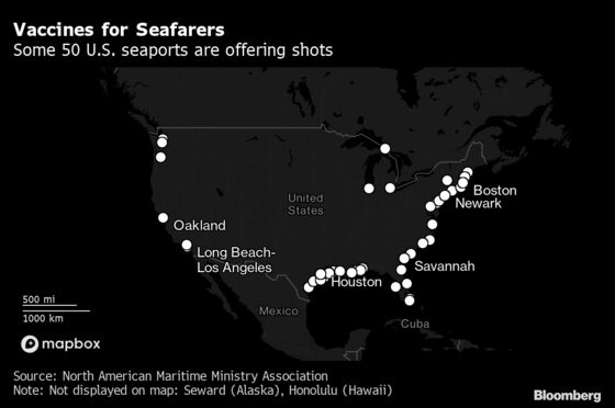 Weary Seafarers Come Ashore in U.S. for J&J One-Dose Shots