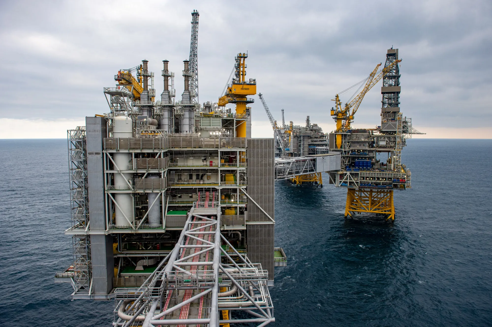 An offshore oil drilling platform&nbsp;in the North Sea.