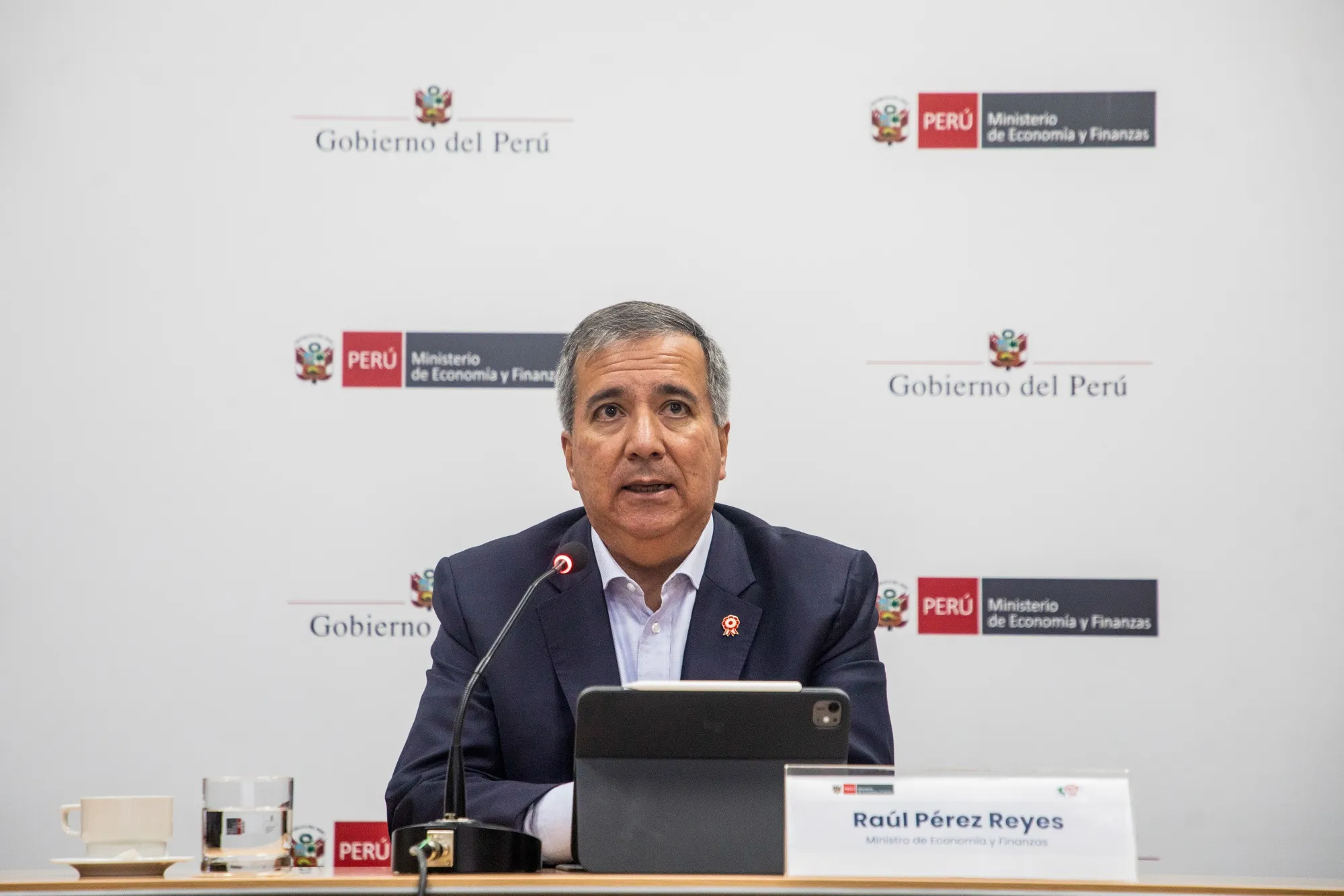 Raul Perez-Reyes speaks during a press conference in Lima on July 1.