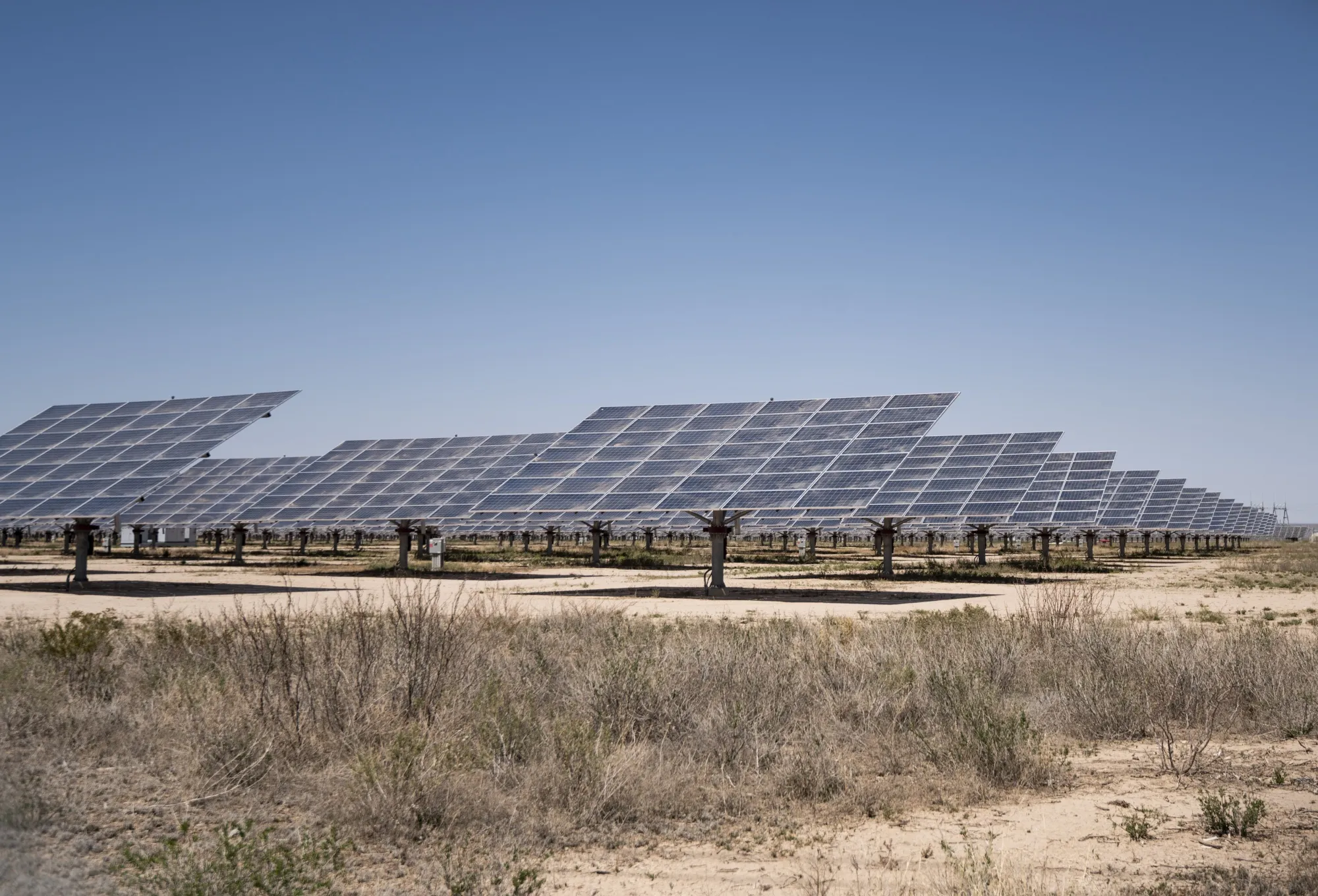 A solar farm near Bakersfield, Texas.
