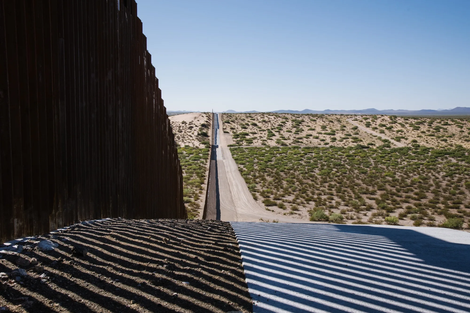 A section of the U.S. and Mexico border wall stands in Santa Teresa, New Mexico, U.S.