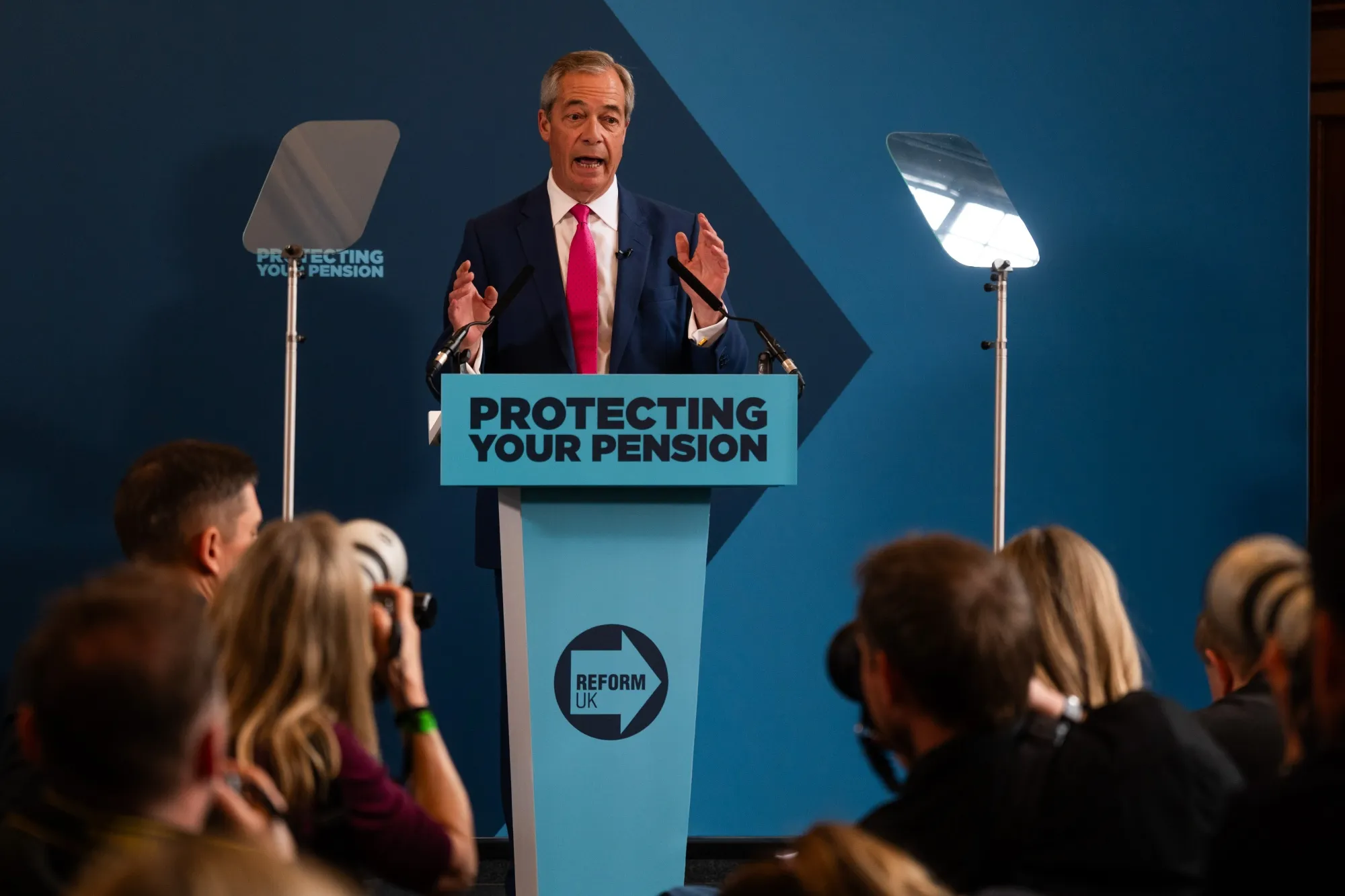 Nigel Farage during a news conference in London, April 2.&nbsp;