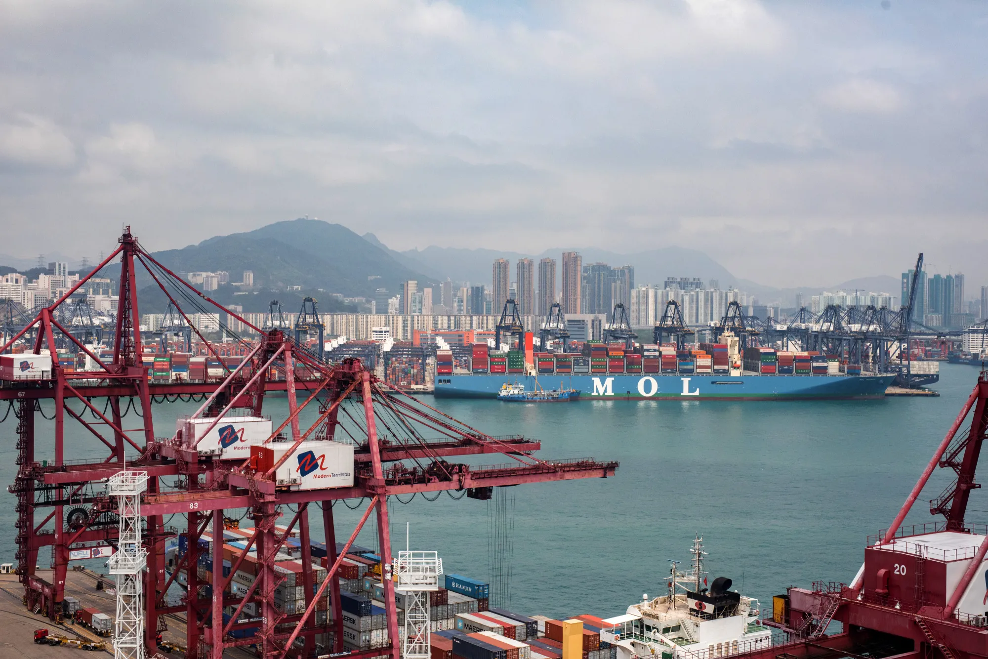 The Mitsui OSK Lines container ship&nbsp;in Hong Kong, China.