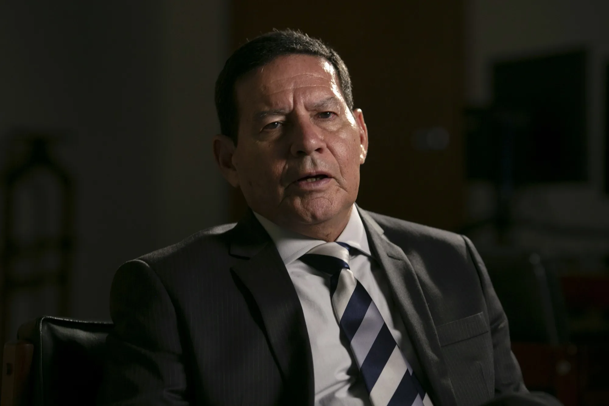 Hamilton Mourao, Brazil’s vice president, speaks during an interview in Brasilia, Brazil
