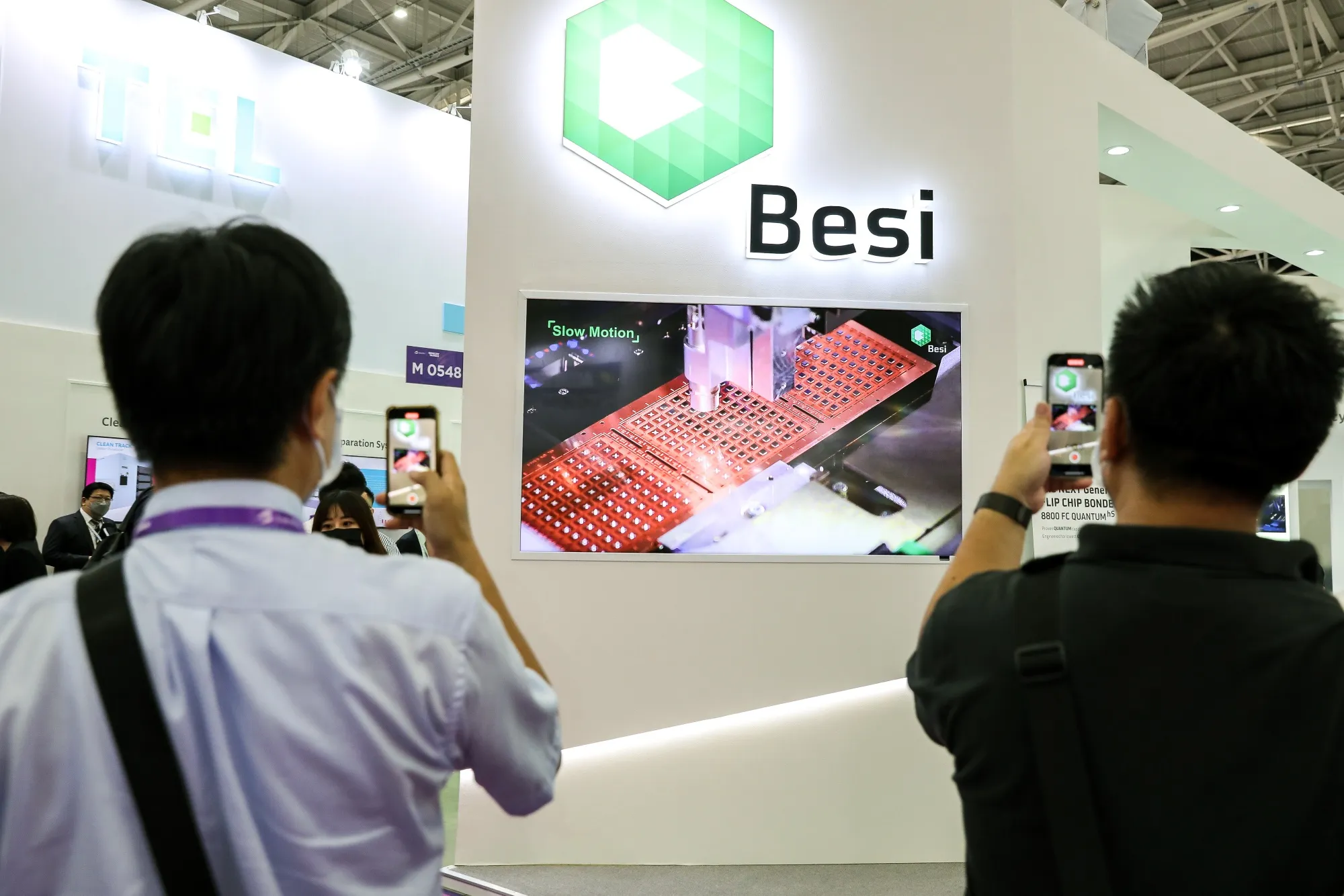The BE Semiconductor Industries N.V. booth at the Semicon Taiwan exhibition show in Taipei, Taiwan in 2022.