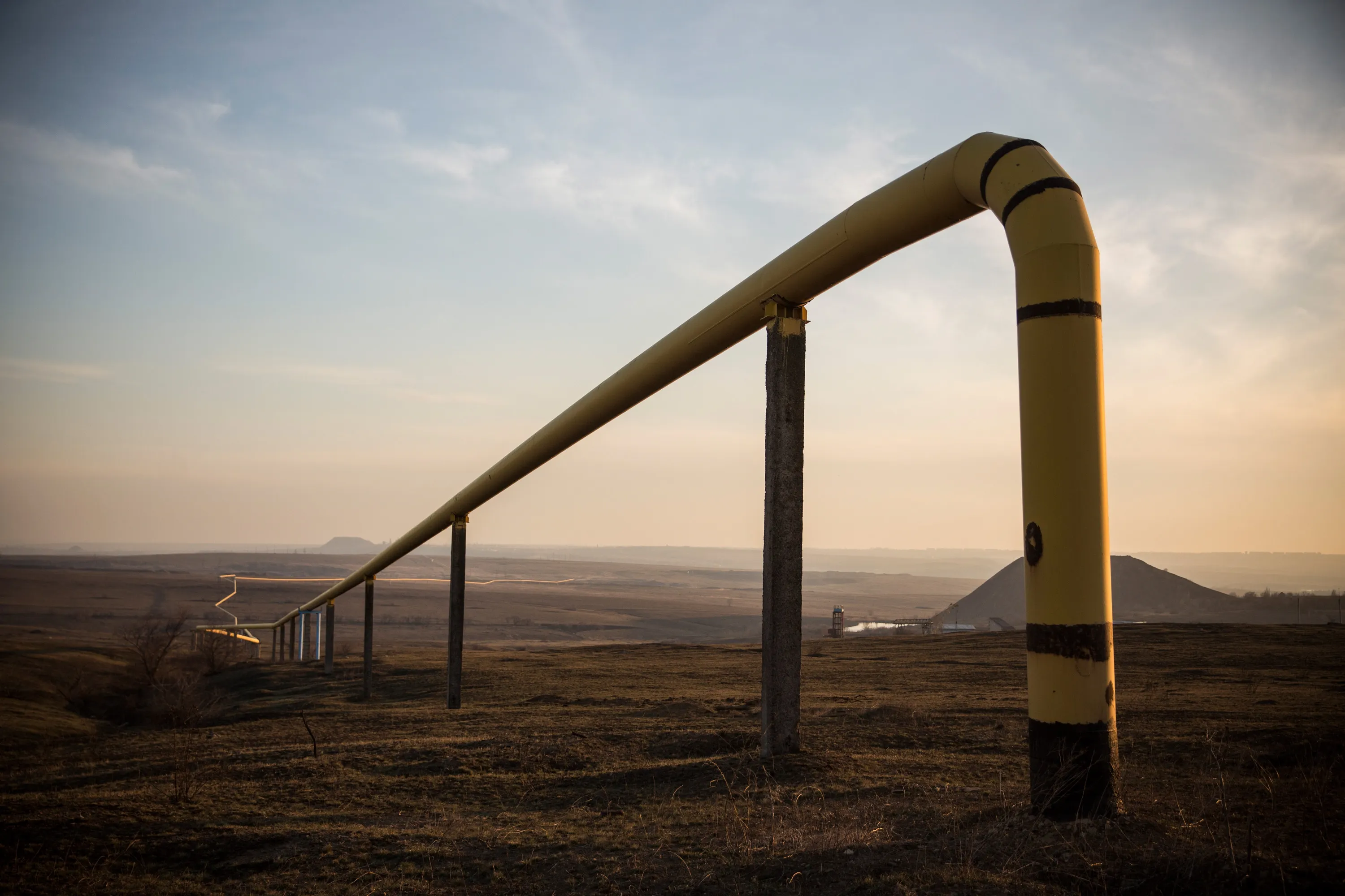 A natural gas line runs through the country side outside Donetsk, Ukraine.&nbsp;