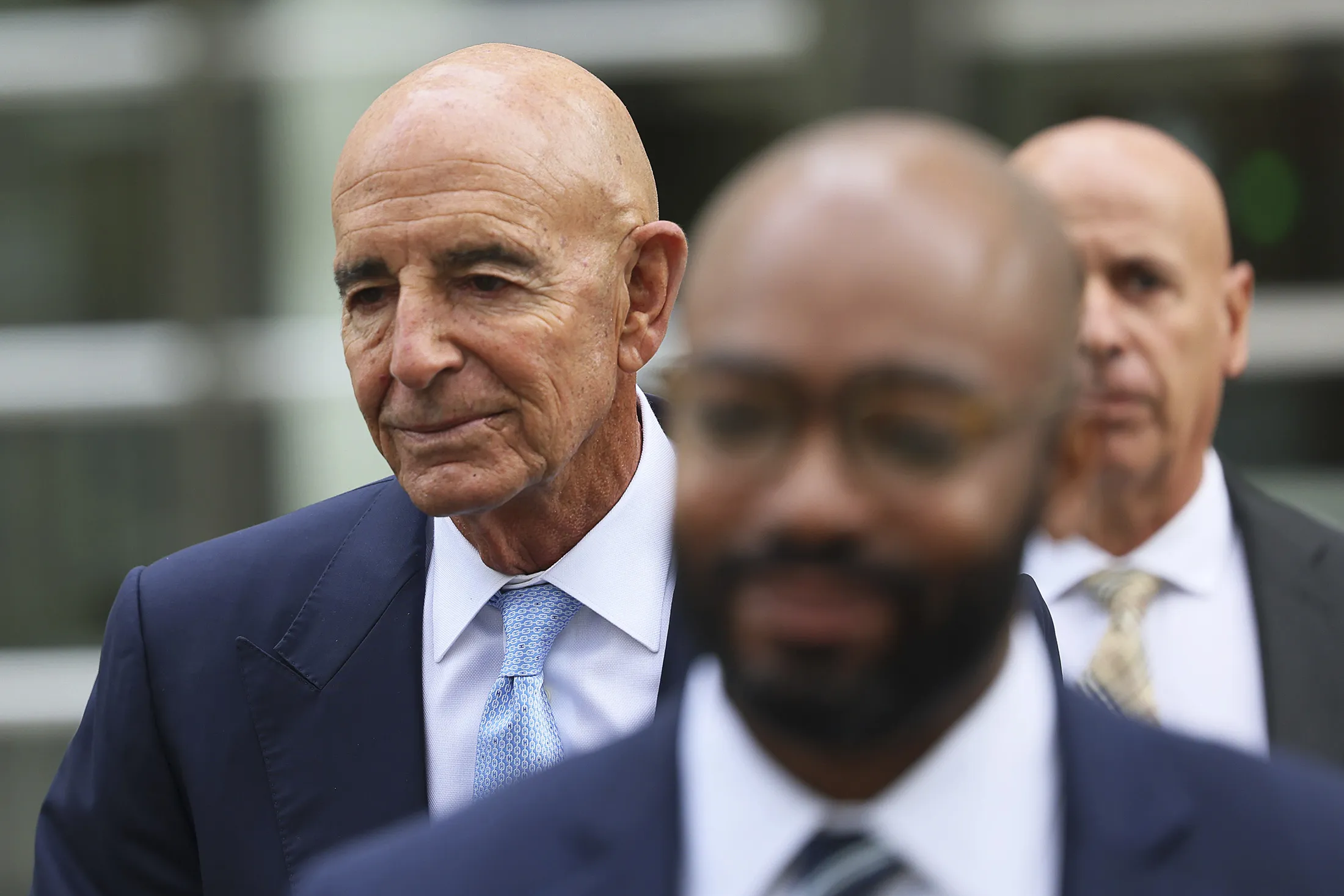 Colony Capital LLC&nbsp;founder&nbsp;Tom Barrack, left,&nbsp;leaves federal court in Brooklyn, on Sept. 19.&nbsp;