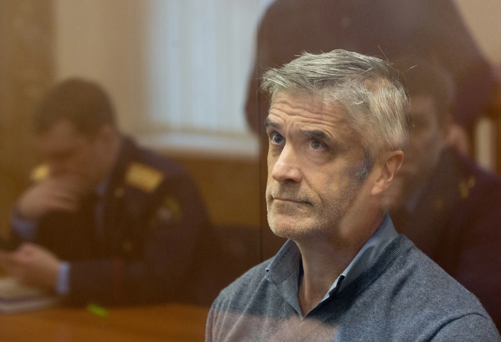 Michael Calvey, founder of private-equity firm Baring Vostok Capital Partners, sits during a hearing at the Basmanny District Court in Moscow, Russia, on Saturday.