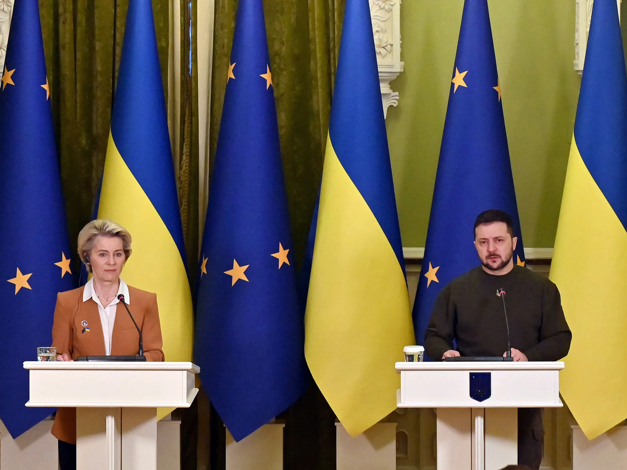 Volodymyr Zelenskiy and Ursula von der Leyen in Kyiv.
