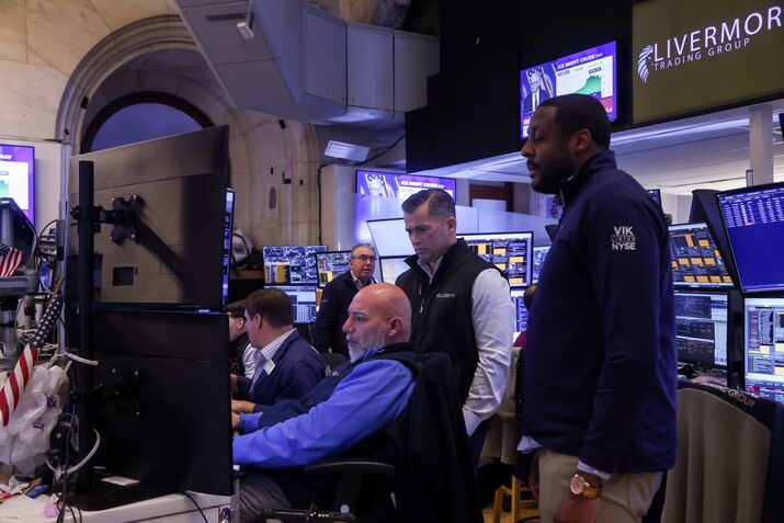 Traders On The Floor Of The New York Stock Exchange As Fed Chair Powell Holds New Conference