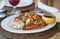 Delicious grilled squid with seafood and vegetables