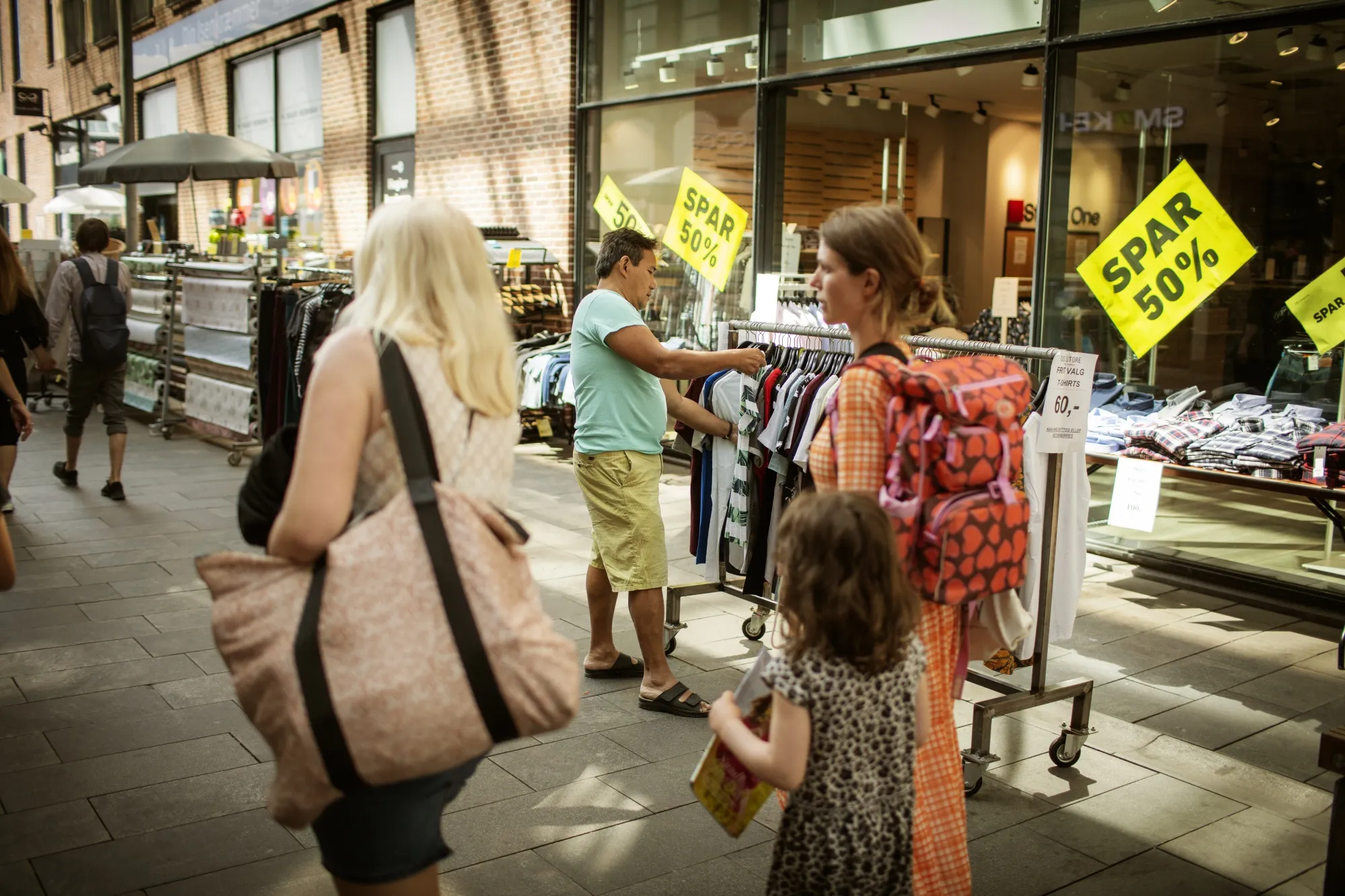 Shoppers in Copenhagen in June.
