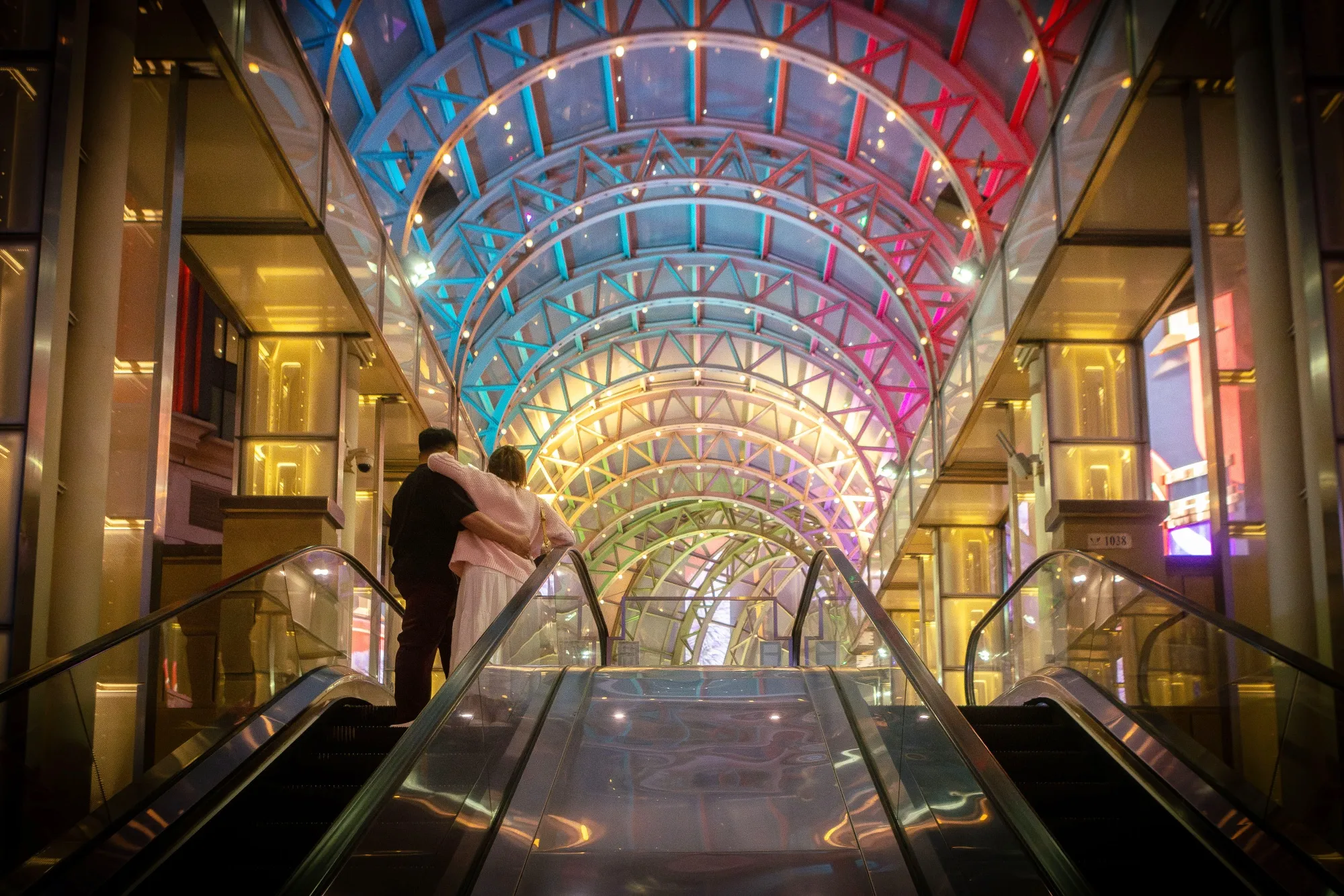 Visitors enter the Studio City casino resort in Macau.