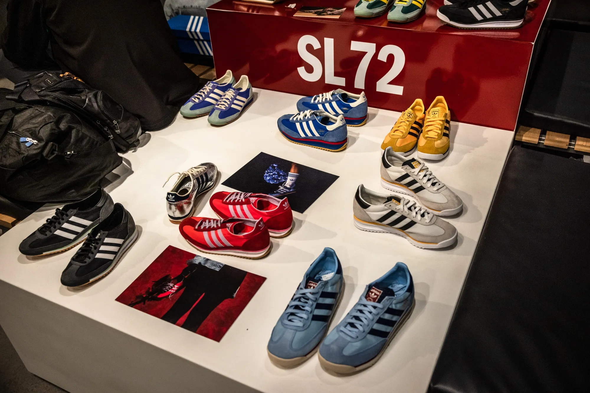 Retro-style sports shoes at an Adidas store in Barcelona.