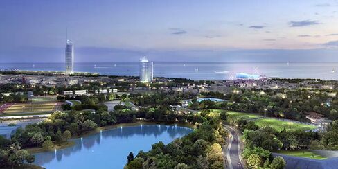 Artist illustration of the proposed Hellinikon park development in Athens.