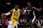 LeBron James plays in Los Angeles on March 26, 2019.