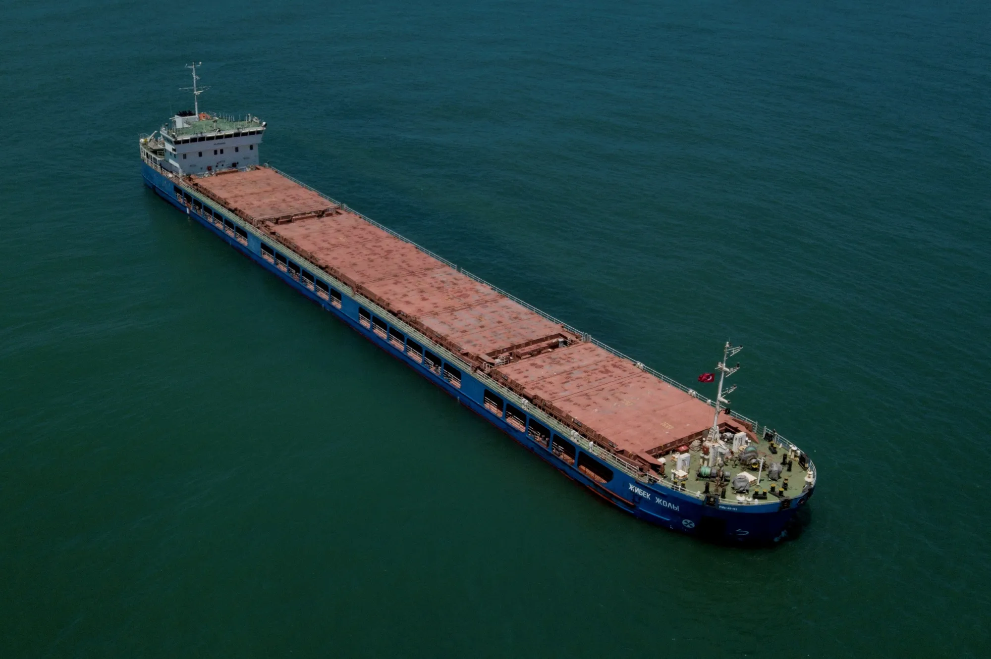 The Zhibek Zholy cargo vessel off Karasu, Turkey, on July 5.