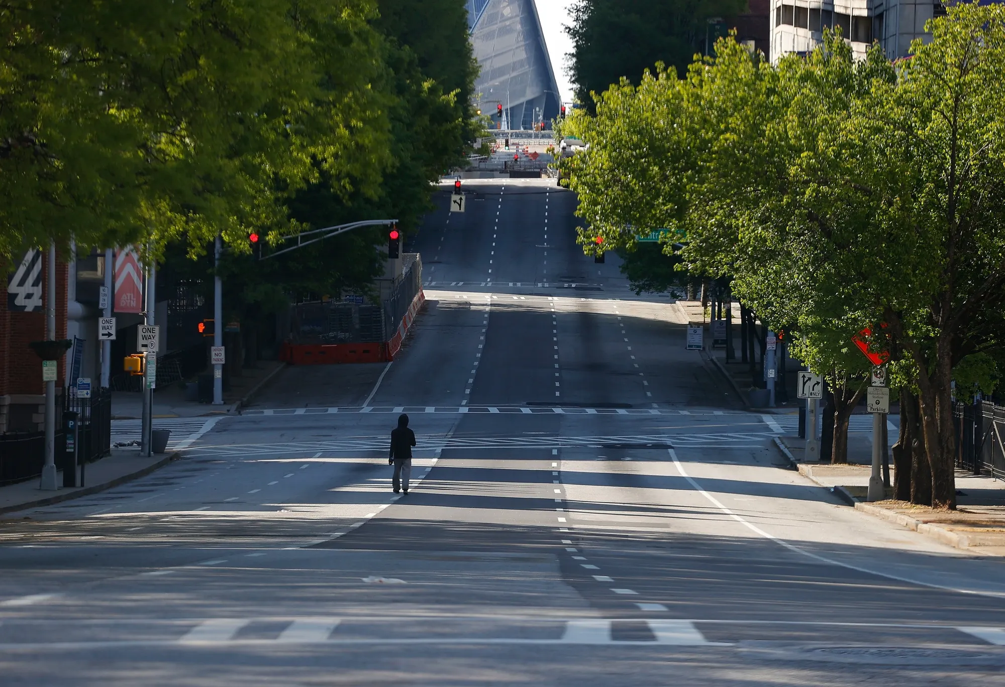 An empty Martin Luther King Jr. Drive SW in Atlanta on April 4.