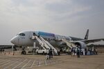 An Airbus A350 aircraft at the Wings India 2022 Air Show in Hyderabad, India.
