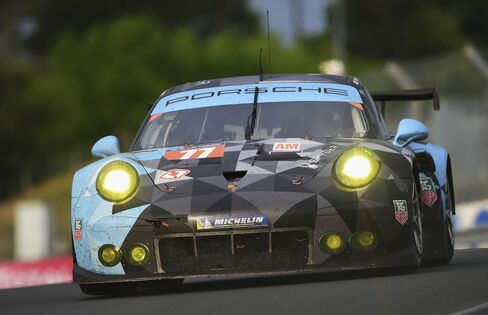 Dempsey-Proton Racing driven by Patrick Demsey, Patrick Long, and Marco Seefried during the Le Mans 24-hour race at the Circuit de la Sarthe on June 13, 2015, in Le Mans.