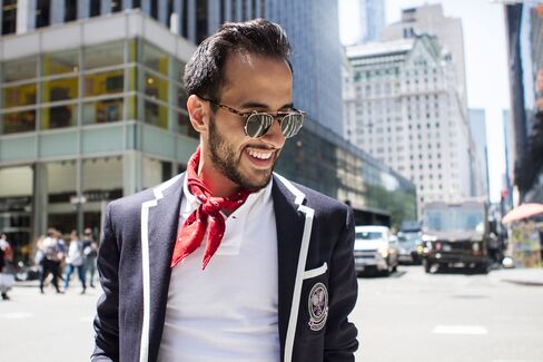 For his last look of the week, Moti pairs a cotton blazer with a polo and jeans, all by Polo Ralph Lauren.