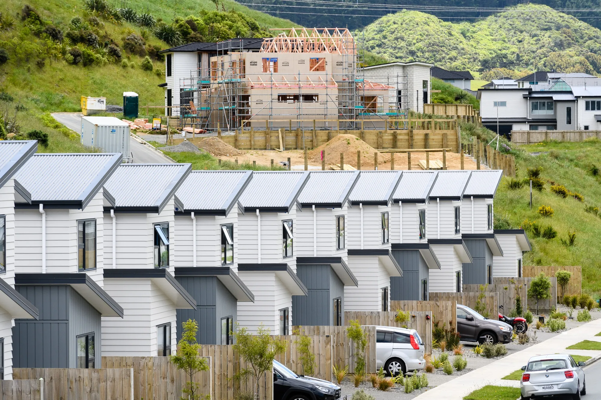 Houses under construction in the Churton Park suburb of Wellington, New Zealand, on Saturday, Nov. 28, 2020.