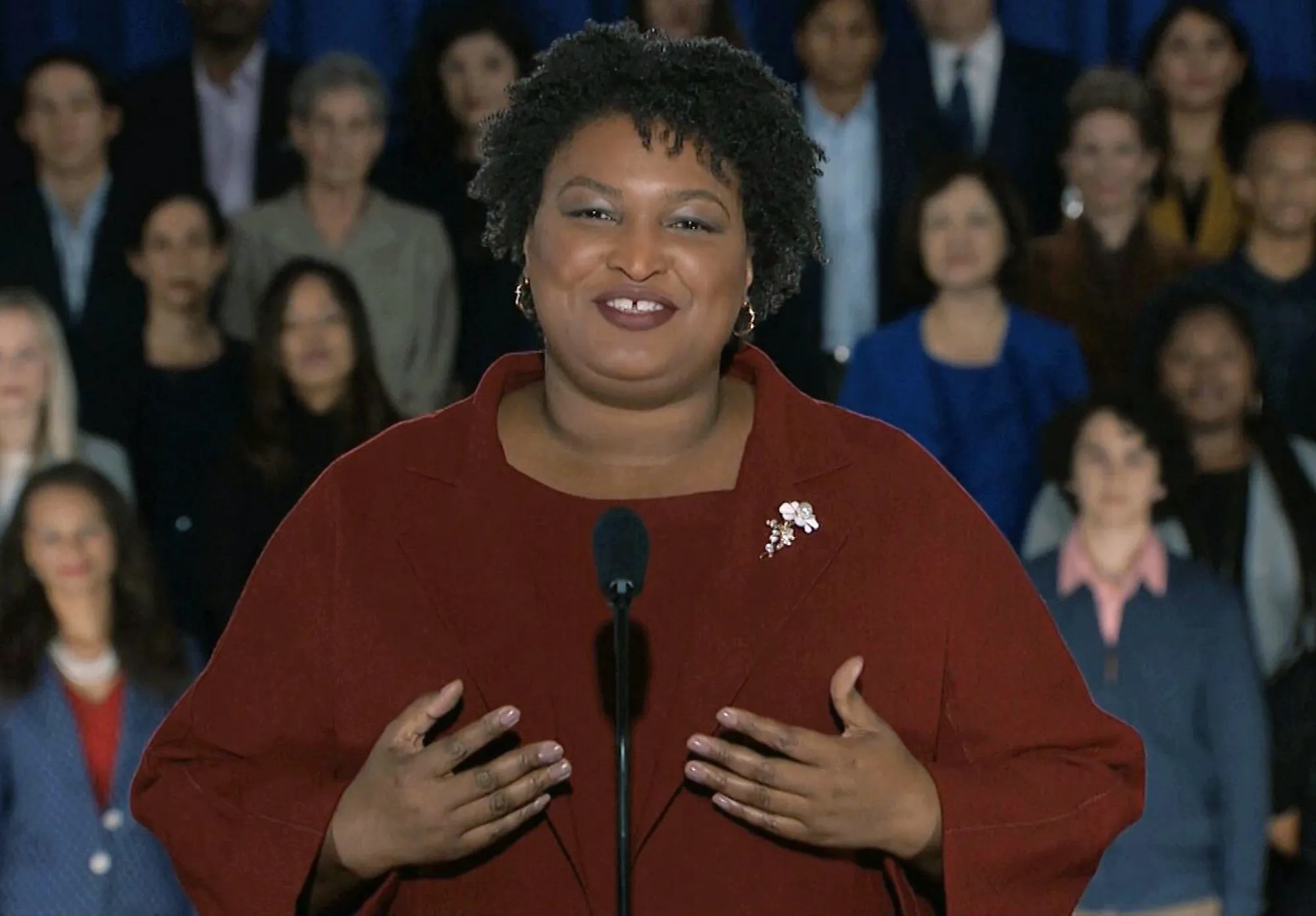 Stacey Abrams delivers the Democratic party's response to President Donald Trump's State of the Union address.