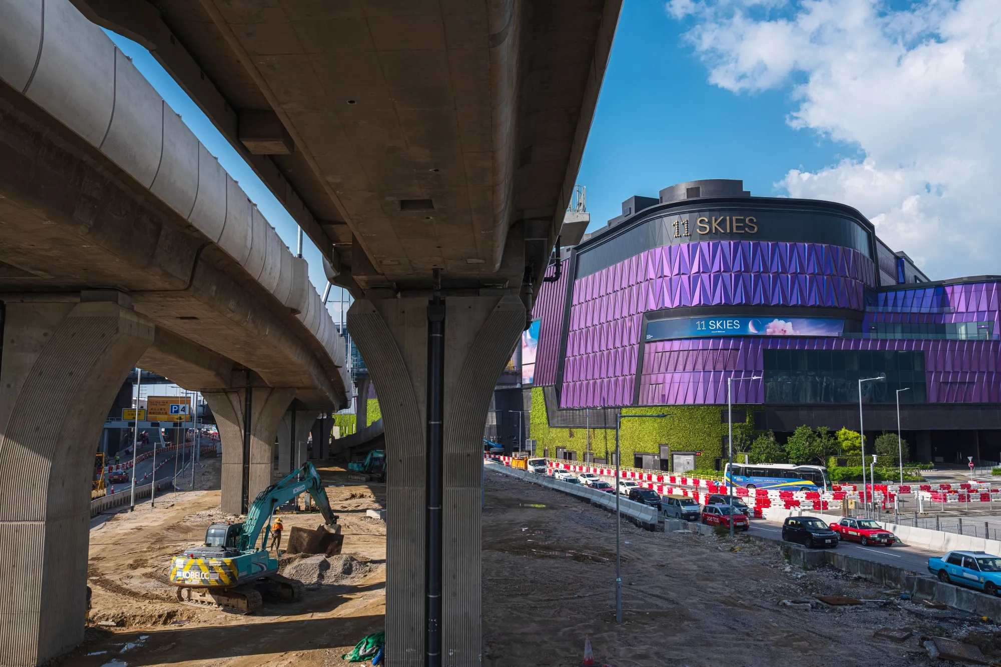 Construction work outside the 11 Skies retail and commercial project, developed by New World Development Co.'s K11 brand, in Hong Kong.