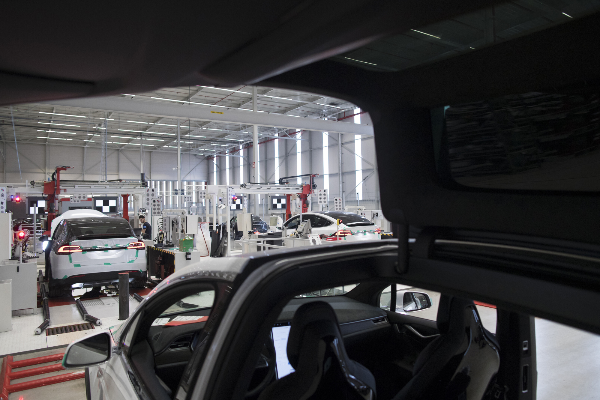 Tesla Model X SUV Assembly Inside A Tesla Motors Inc. Factory