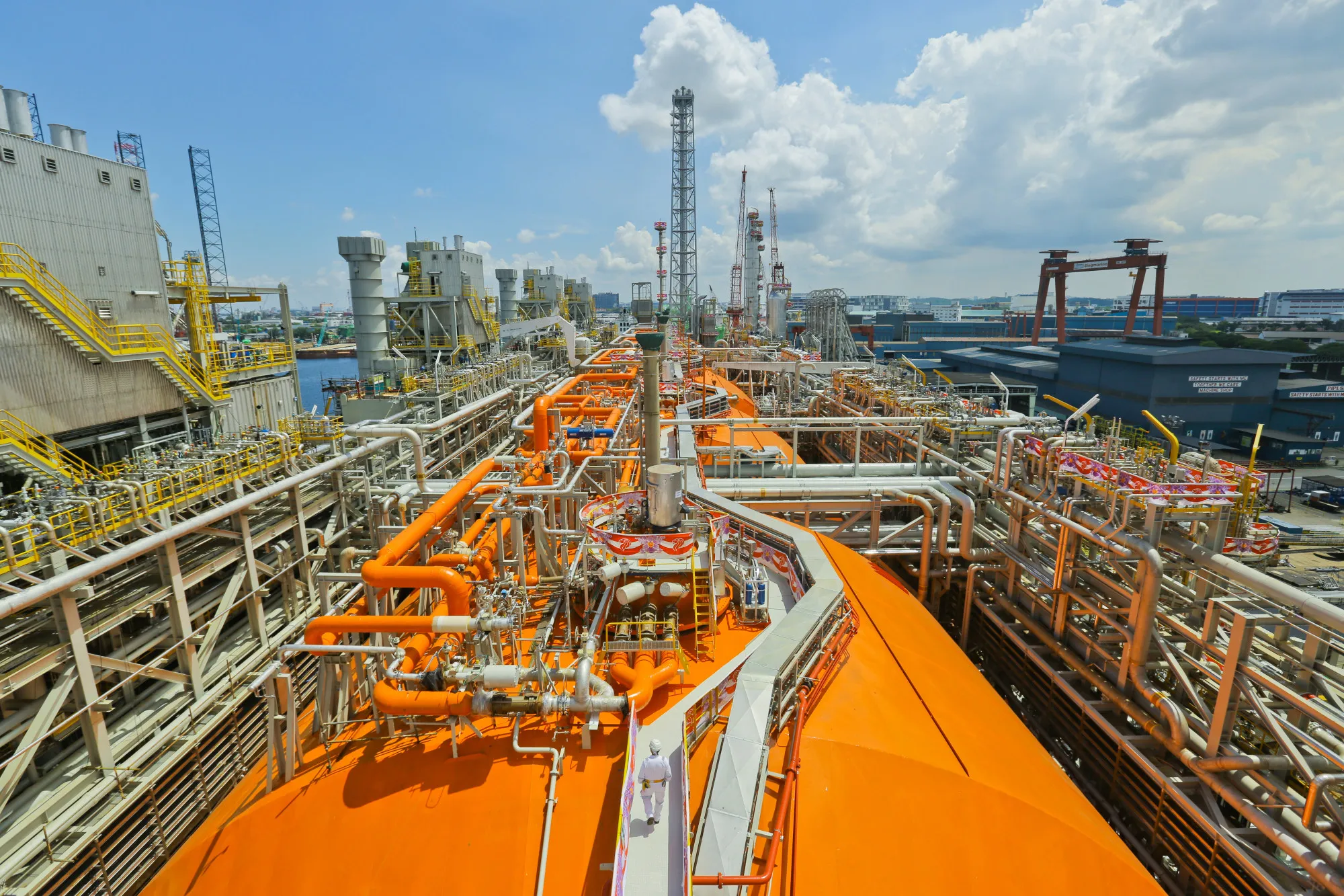 A&nbsp;floating liquefaction vessel in Singapore.