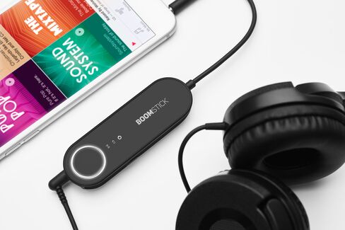The BoomStick acts as a middelman between your device and your headphones.