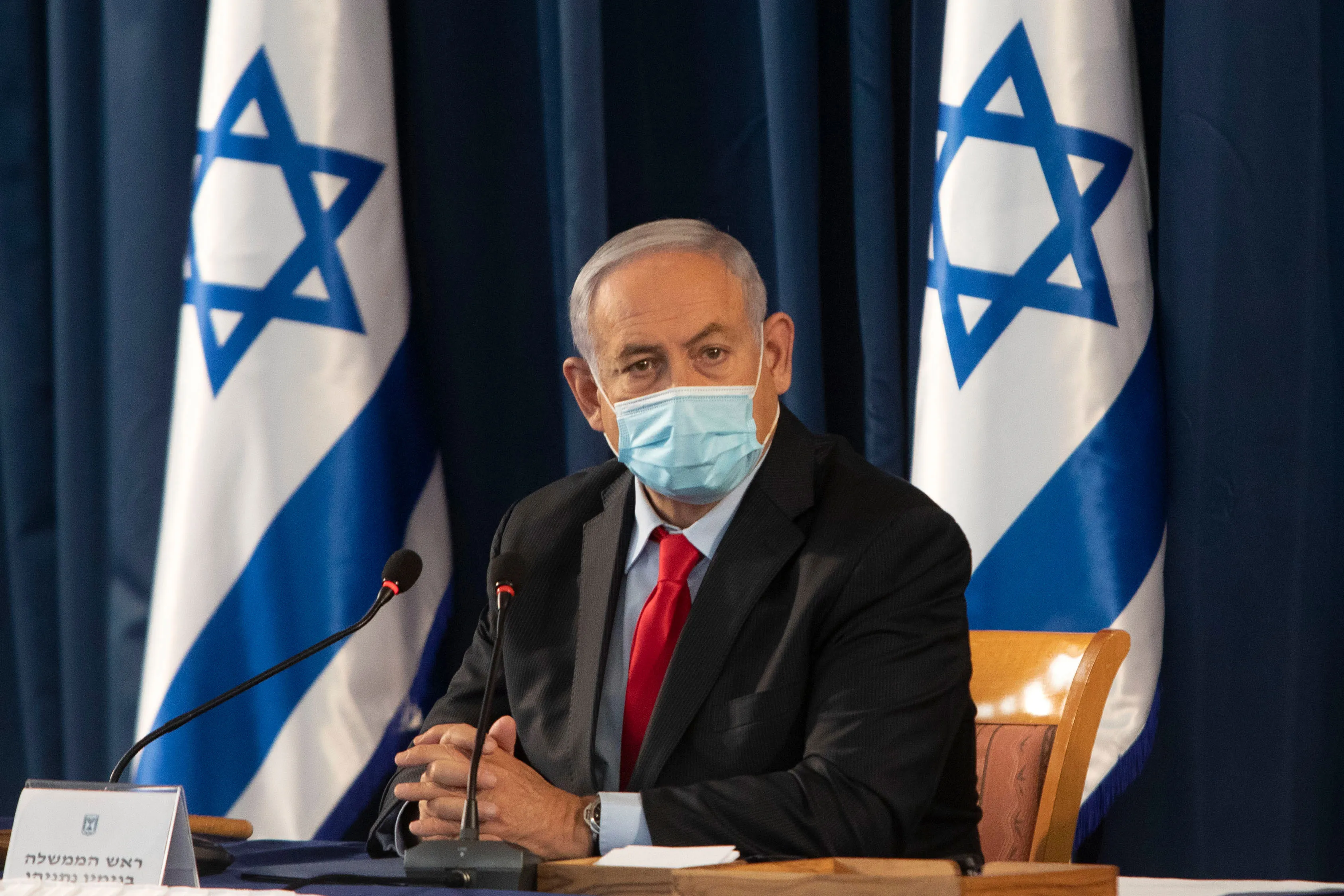 &nbsp;Benjamin Netanyahu attends the weekly cabinet meeting in Jerusalem on June 14.