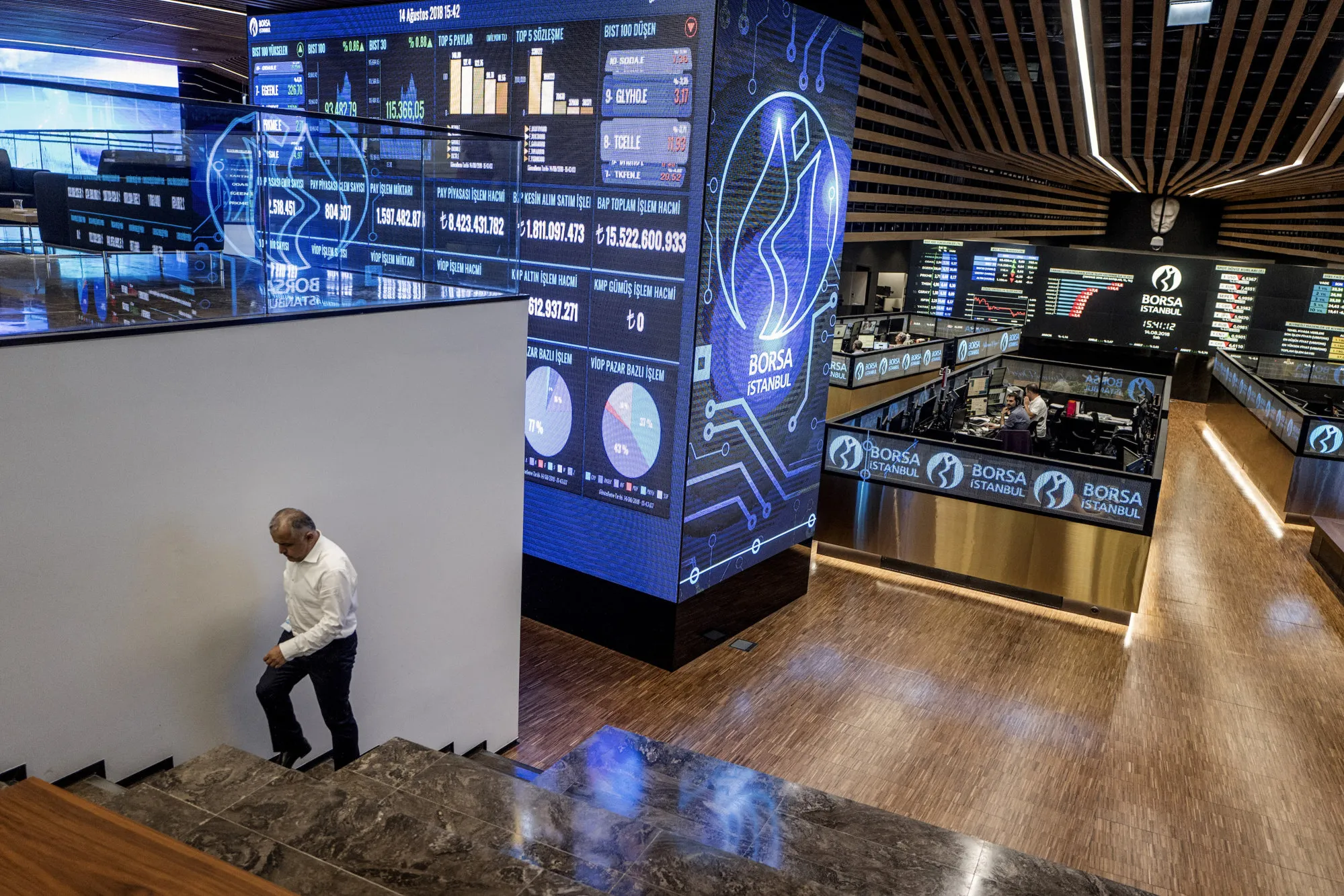 Information at the Borsa Istanbul SA stock exchange in Istanbul.