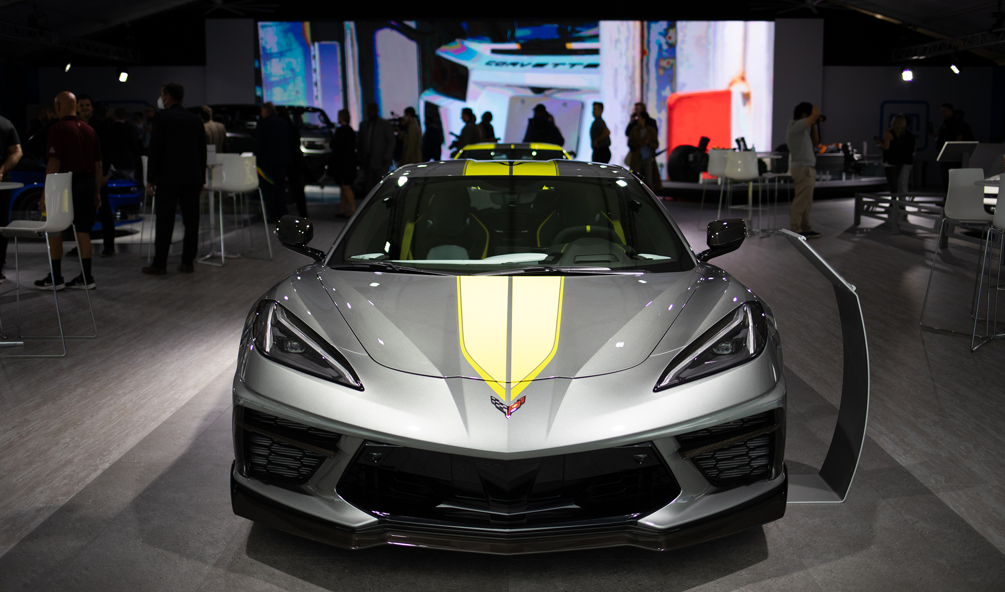 A Chevrolet Corvette on display during the Motor Bella Auto Show in Pontiac, Michigan, in Sept. 2021.&nbsp;