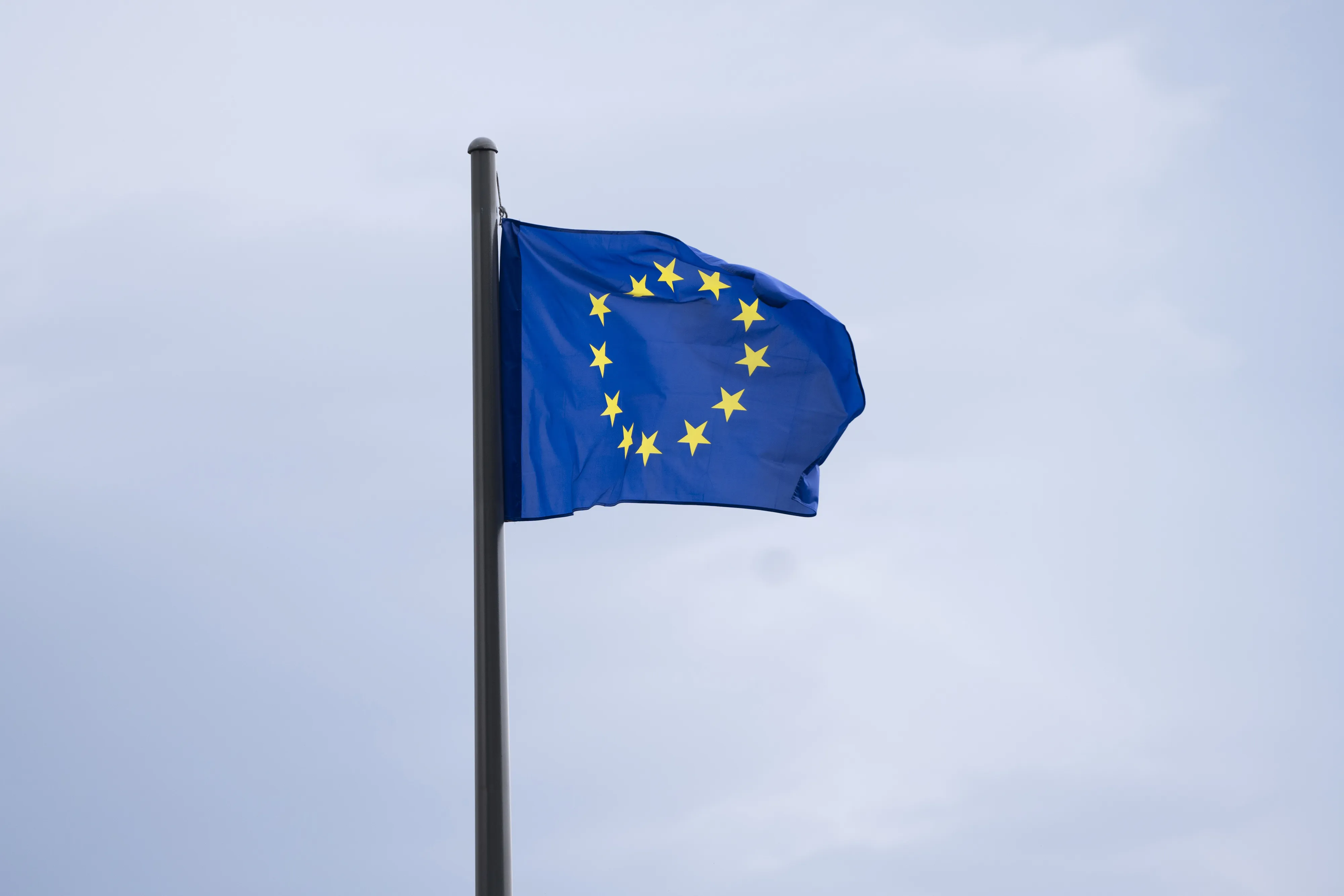 A European Union (EU) flag flies near the National Assembly building in Paris, France.