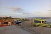 Ambulances wait at a harbor in Marsa Allam, Egypt, on Nov. 25.