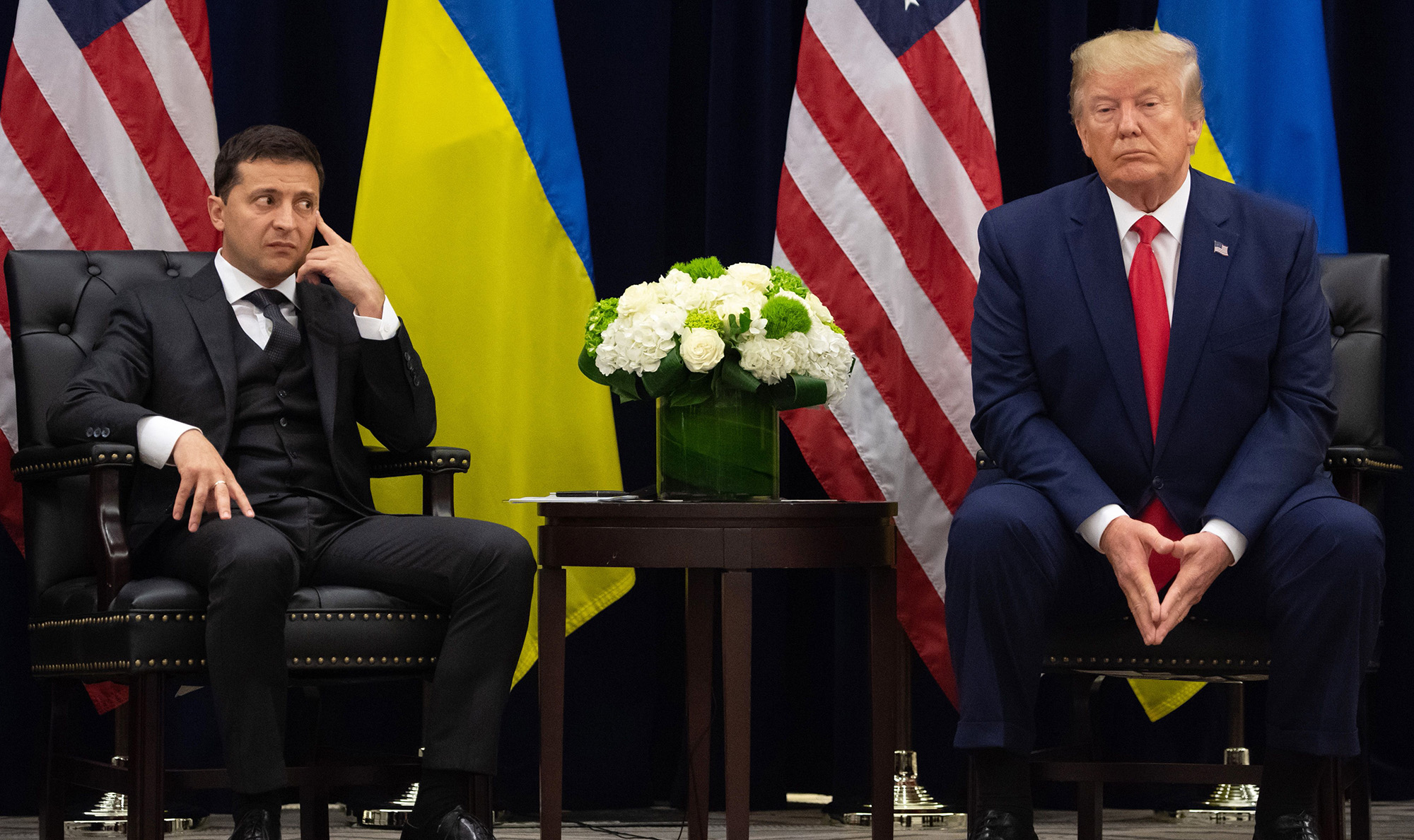 Donald Trump and Volodymyr Zelenskiy in New York on Sept. 25, 2019.