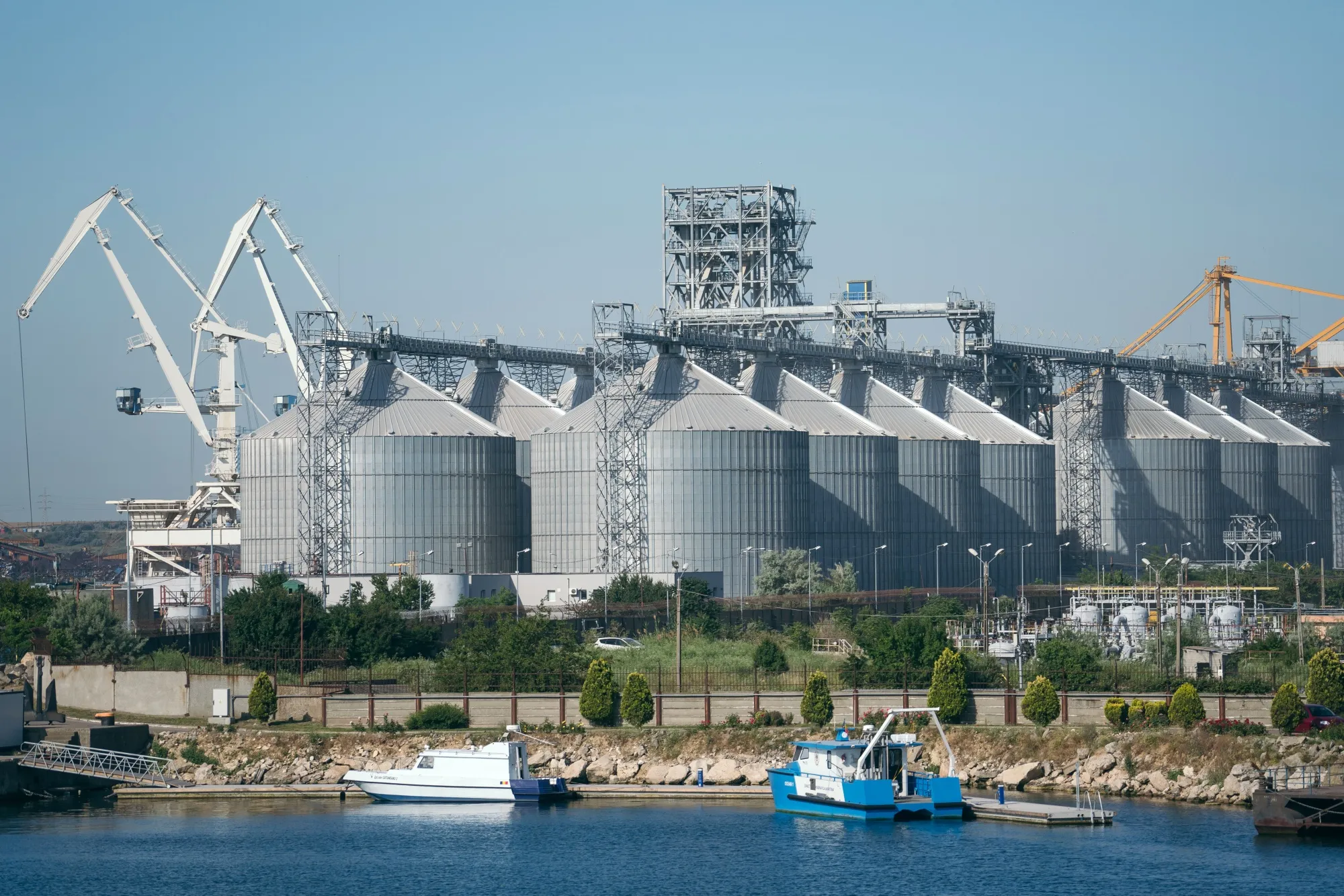 Grain silos at the port of Constanta, Romania..