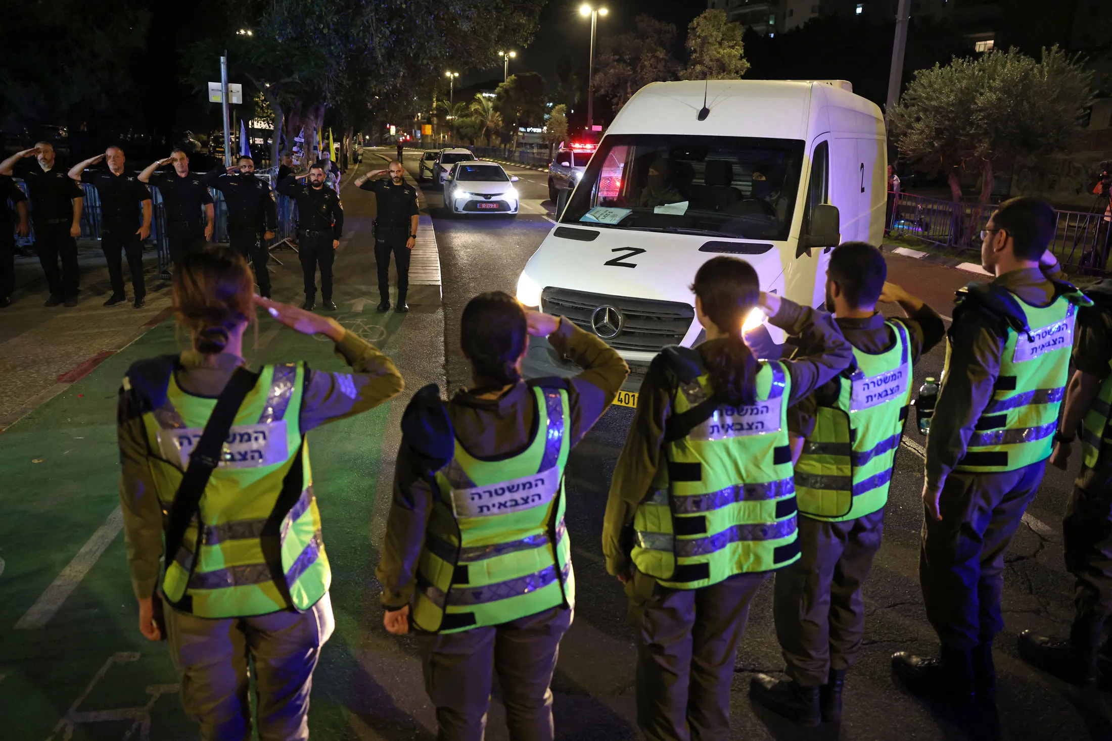 Vehicles transporting the bodies of&nbsp;four Israeli hostages arrive&nbsp;in Tel Aviv, on Oct. 15.