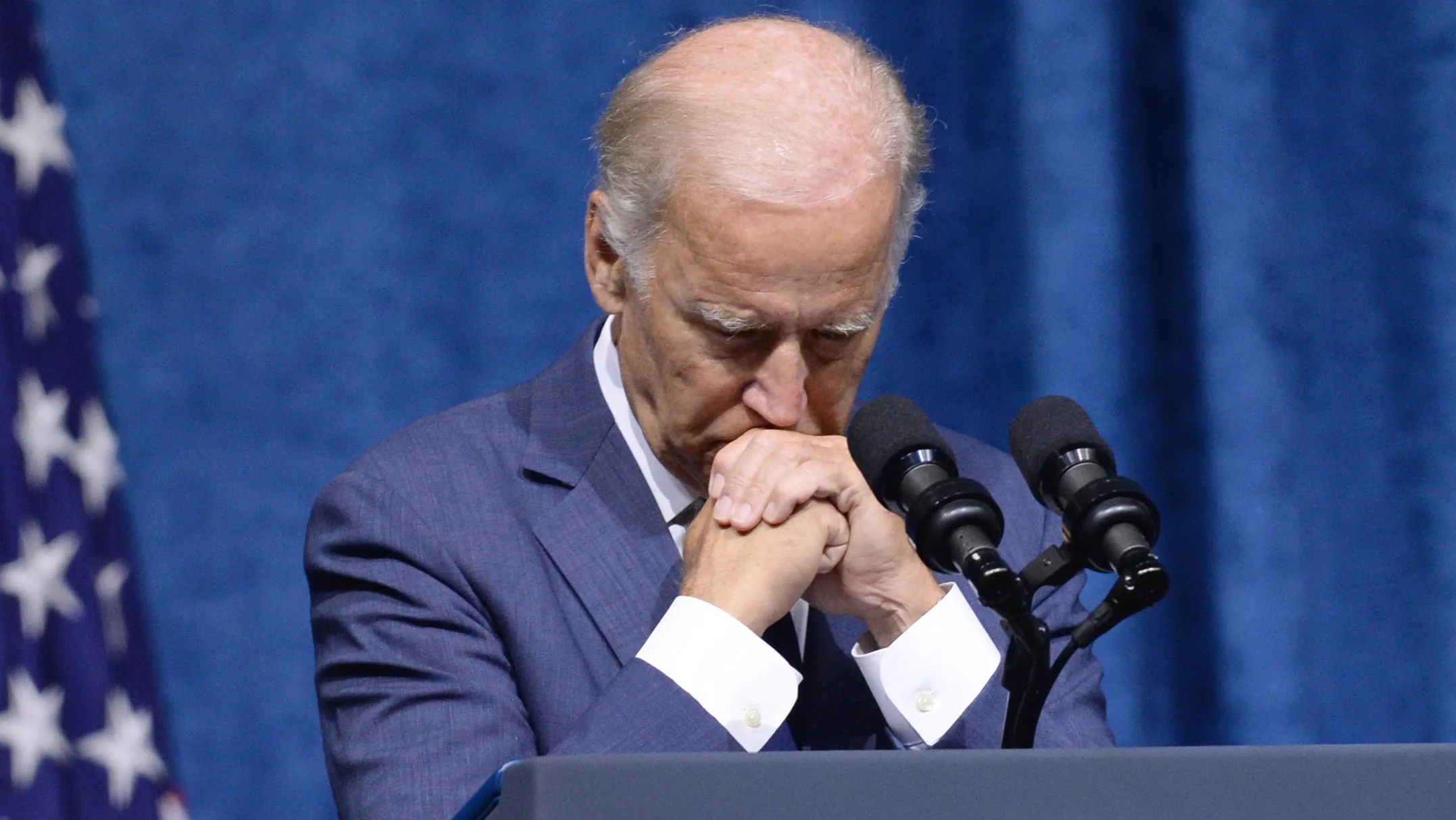 CHATTANOOGA, TN - AUGUST 15: U.S. Vice President Joe Biden pauses as he speaks at a memorial service to honor those killed In Chattanooga shooting at University of Tennessee at Chattanooga's McKenzie Arena on August 15, 2015 in Chattanooga, Tennessee. The military is putting on the ceremony to honor the sailor and four Marines killed and to say thank you to the men and women who helped responded when Mohammad Abdulazeez shot up a military recruitment center and a Navy operations support center before being killed by law enforcement,
