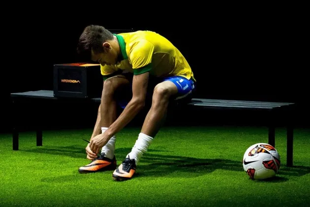 Brazilian football star Neymar presents his new Nike soccer gear on May 28, 2013 in Rio de Janeiro