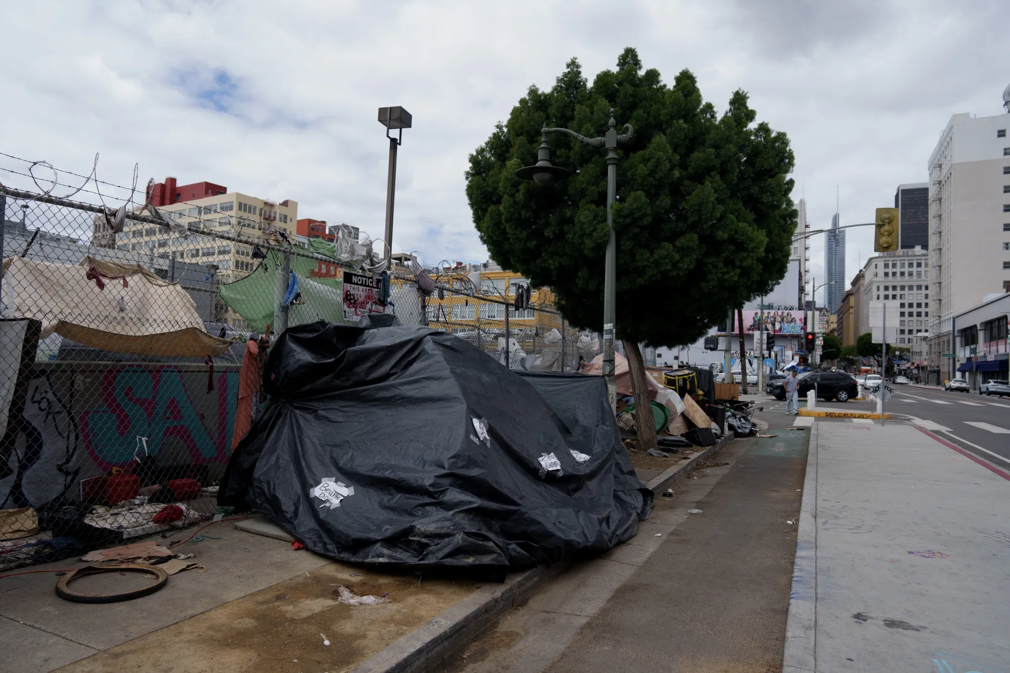 Homeless encampments in downtown Los Angeles, California,&nbsp;on&nbsp;April 27.